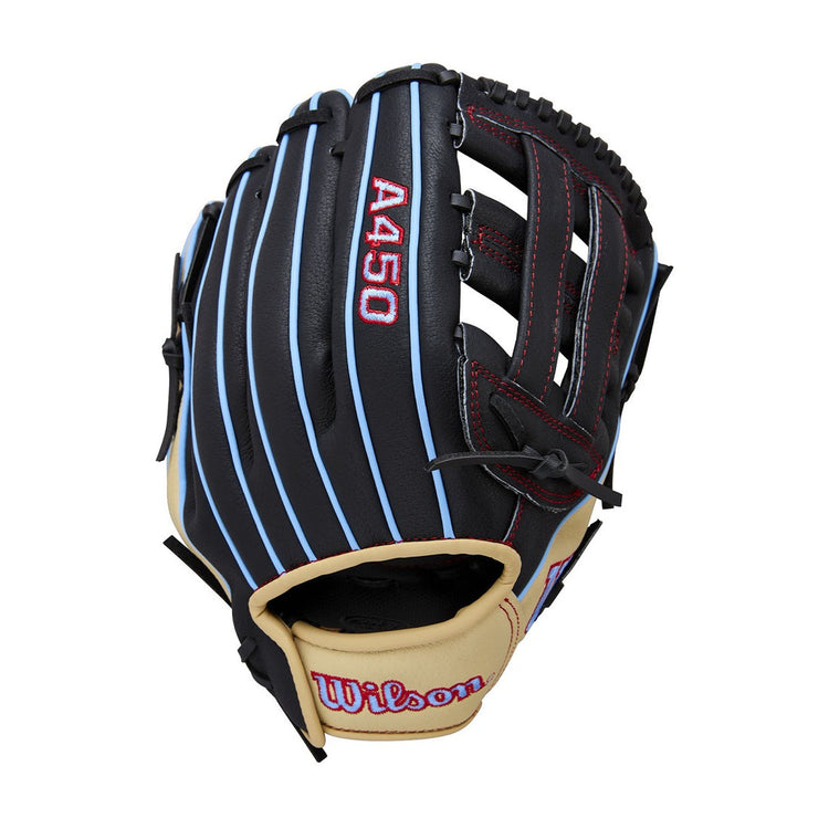 Wilson 2026 A450 Gant de baseball 30,5 cm - Main droite, blond/bleu Wilson 2026 A450 Gant de baseball 30,5 cm - Main droite, blond/bleu